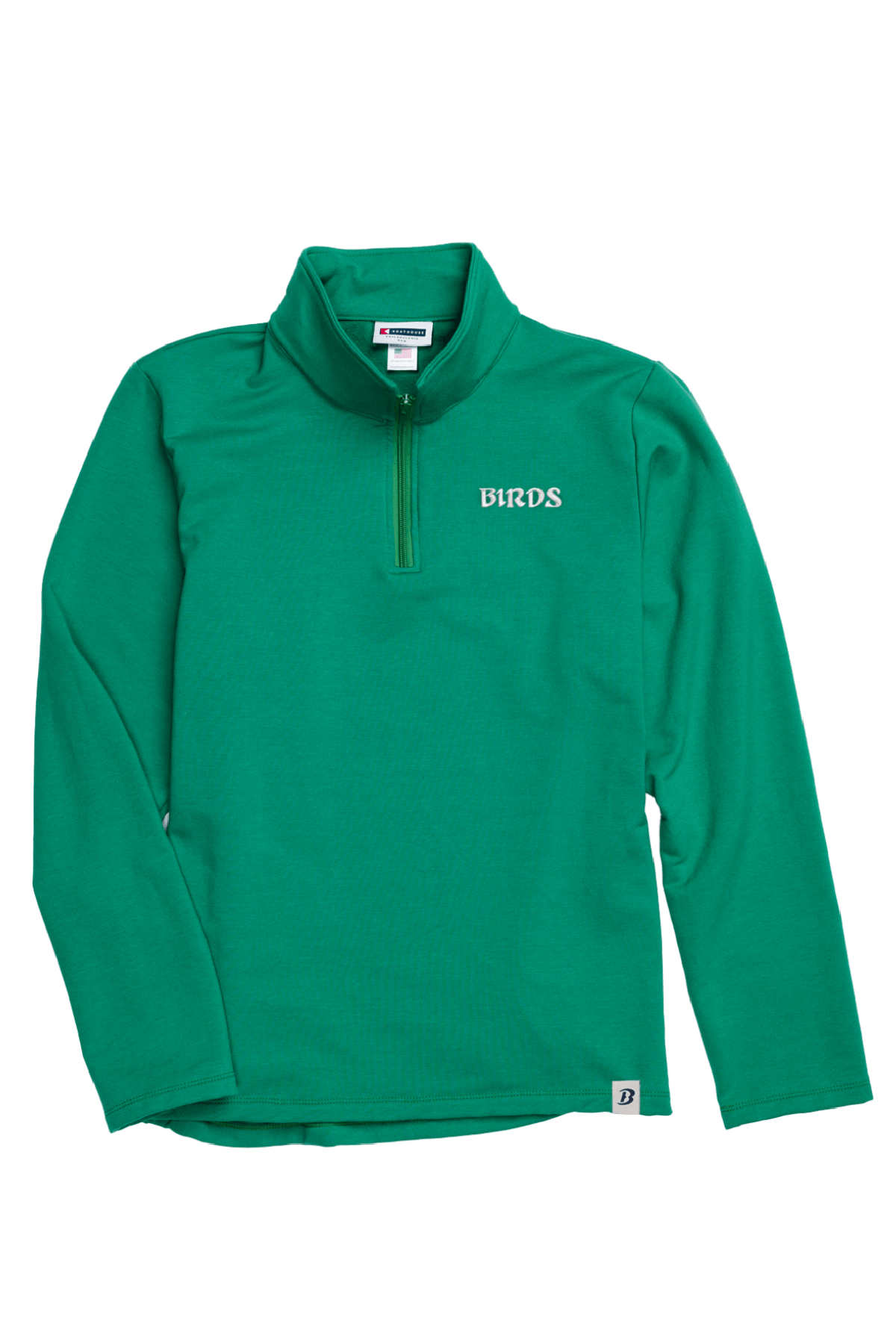 Mens Birds Cotton Fleece Quarter Zip Long Sleeve Kelly Green / Small