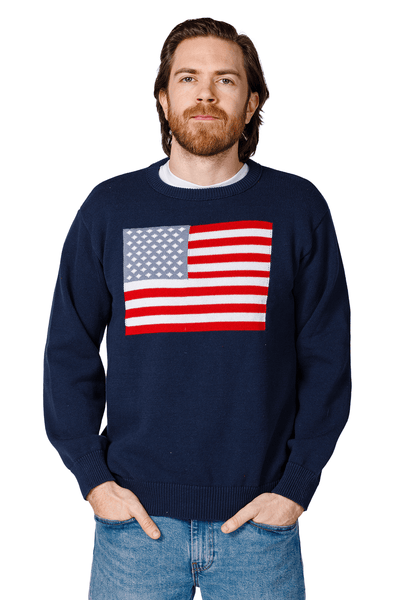 Unisex American Flag Knit Crew