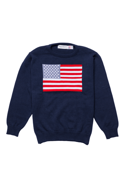 Unisex American Flag Knit Crew Navy / Small
